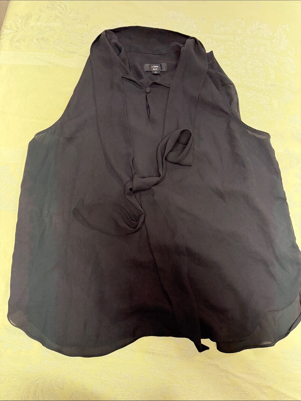 J. Crew Black Sleeveless Tie-Neck Blouse